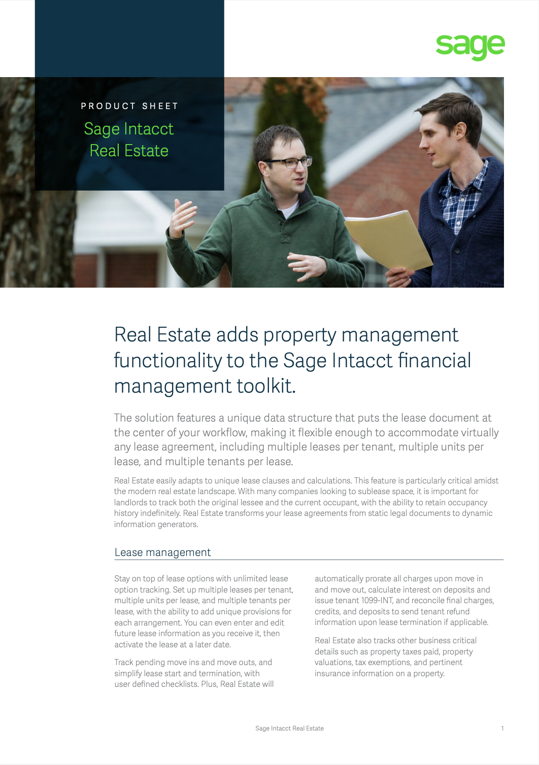 Sage Real Estate Product Info Sheet