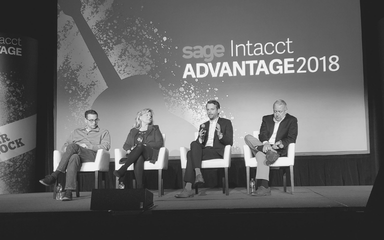 Sockeye CEO Nick Boroson on stage at Sage Intacct Advantage 2018